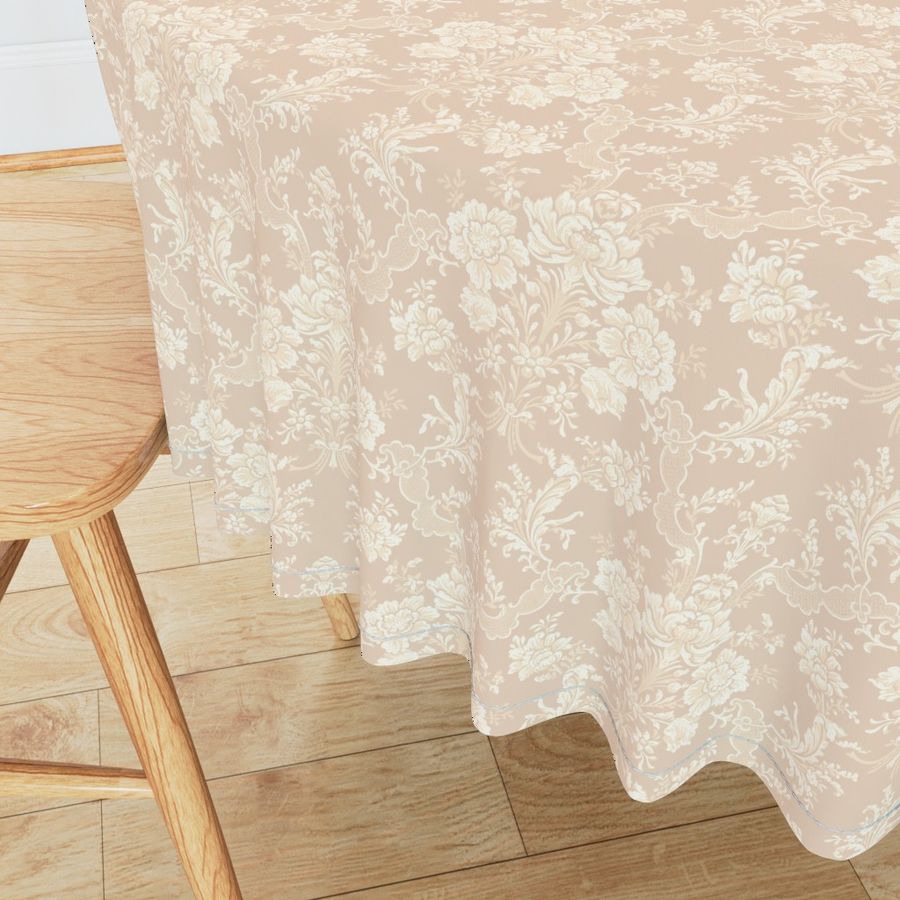 Elegant Pastel Floral Damask-Cream