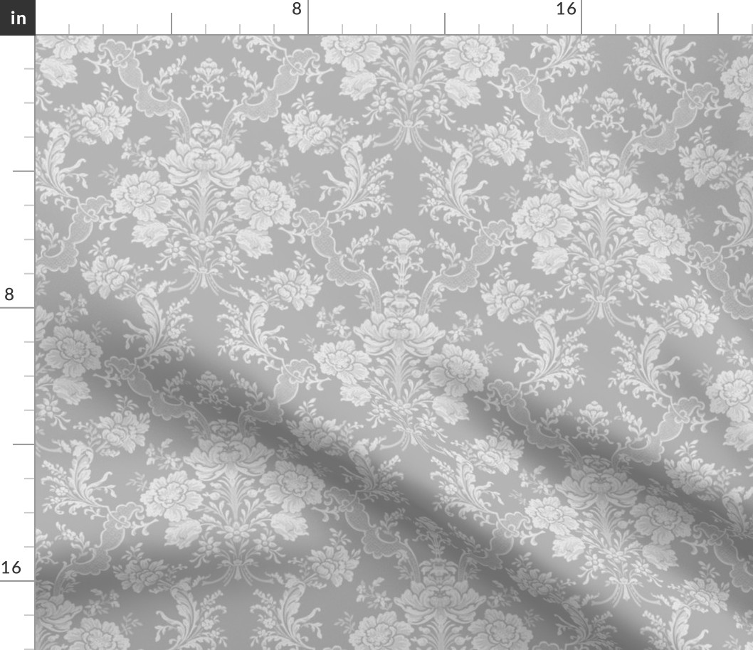 Elegant Pastel Floral Damask-Gray