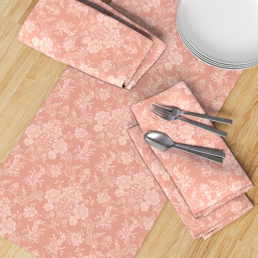 Elegant Pastel Floral Damask-Peach