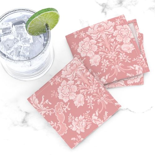 Elegant Pastel Floral Damask-Pink