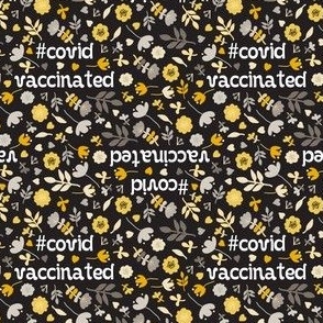 Covid Vaccinated Scandi flowers Black Yellow Extra small scale Non directional