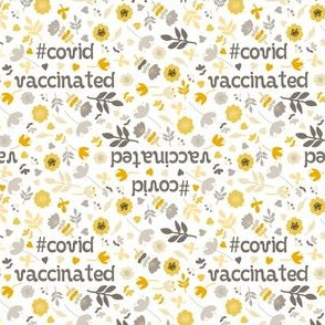 Covid Vaccinated Scandi flowers White Yellow Extra small scale Non directional