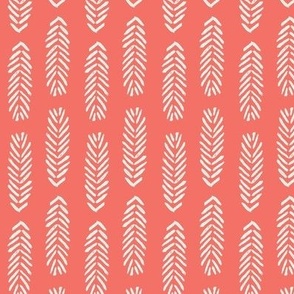 Leaf Stamp striped greenery in coral pink