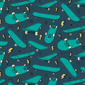 Skateboards - navy and turquoise