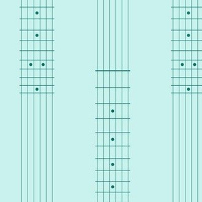 guitar fretboard stripe - spruce green on light blue