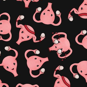 Womb moods, Uterus emotions, black, large