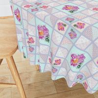 8x8-Inch Repeat of Peony Faux Quilt Top V
