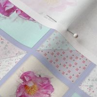 8x8-Inch Repeat of Peony Faux Quilt Top V