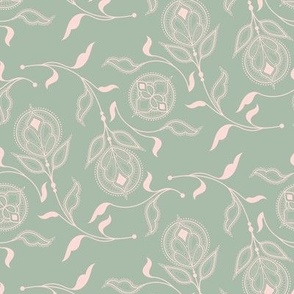 Sage and Blush Medallion Paisley