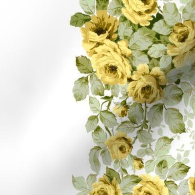 Yellow  Victorian Rose Border Print