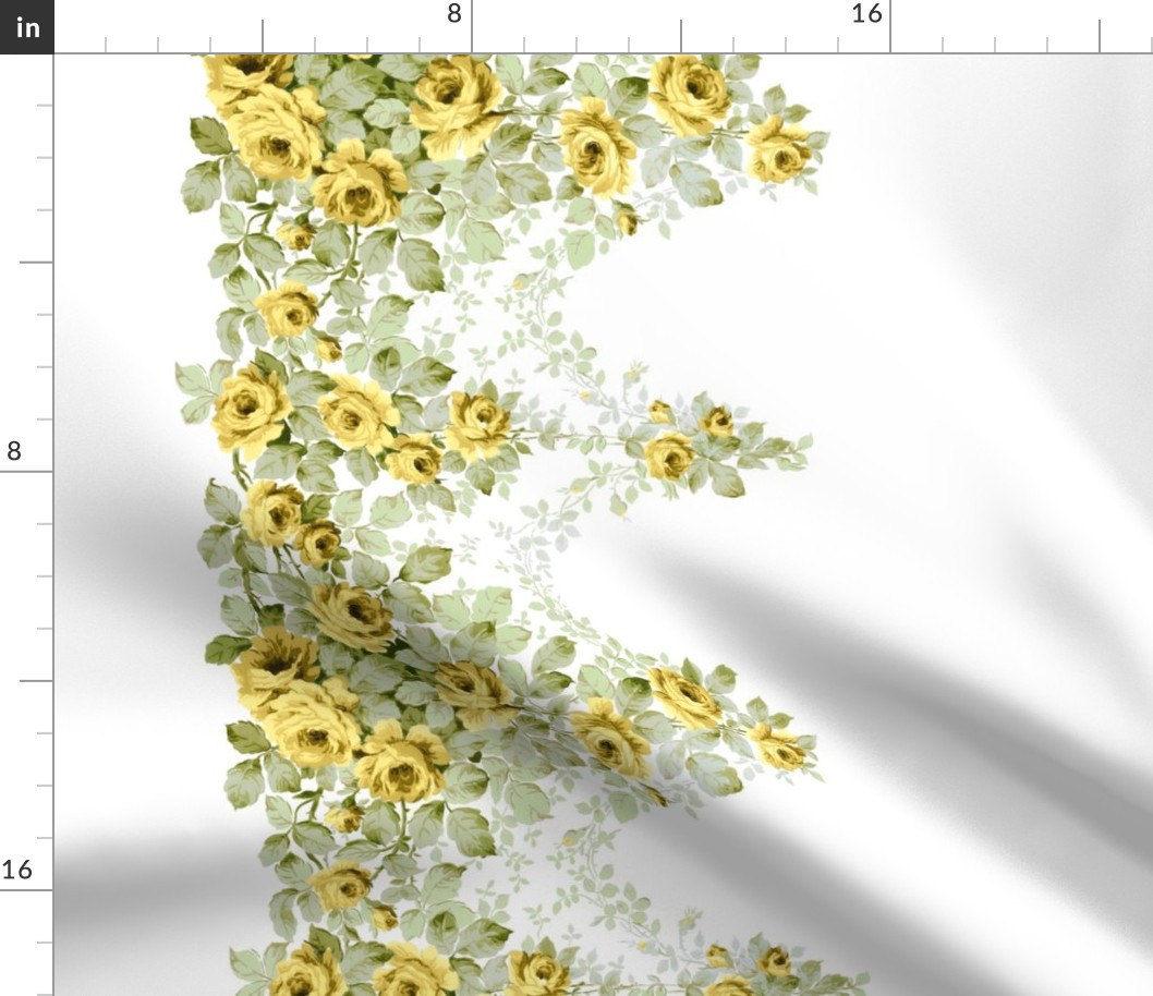 Yellow  Victorian Rose Border Print