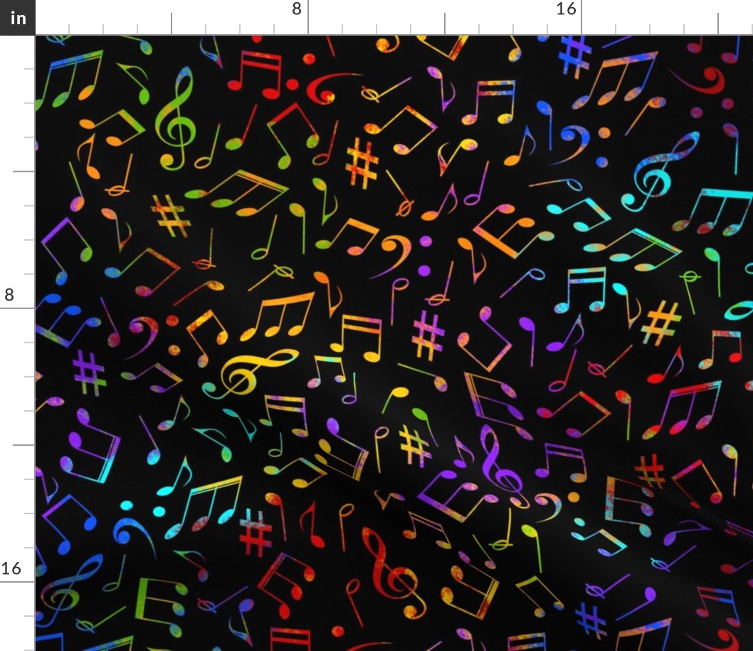 scattered music notes rainbow watercolor