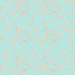 Rococo floral pink and blue