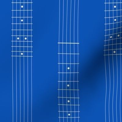 guitar fretboard stripe - white on true blue