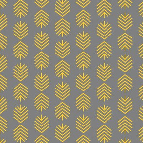 Geometric Feathers - Yellow and Gray
