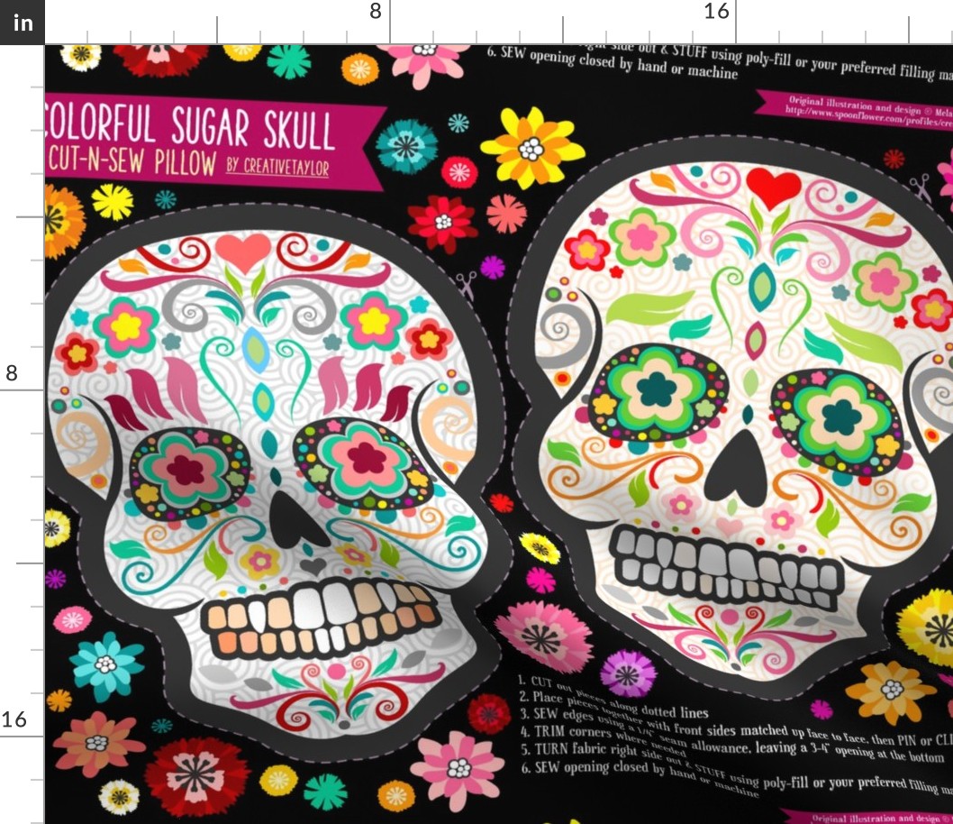 Cut-N-Sew Colorful Sugar Skull