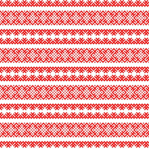 Ethno Slavic Pattern - Bogoroditsa - Symbol Horizontal - 2 Smaller Scale - Red Ornament