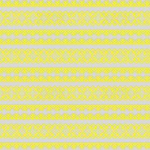 Ethno Slavic Pattern - Bogoroditsa - Symbol Horizontal - 2 Smaller Scale - Sunny Limon Yellow Grey Ornament