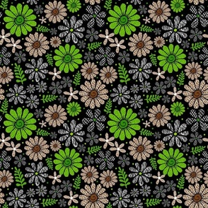 Wild Flowers - Animal Print Blooms - Dark - Medium Scale