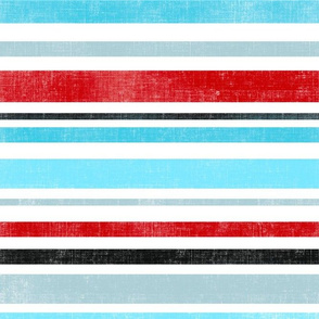 Aqua Blue, Red and Black Stripes - Bigger Scale