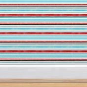 Aqua Blue, Red and Black Stripes - Smaller Scale