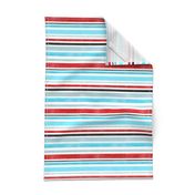 Aqua Blue, Red and Black Stripes - Smaller Scale