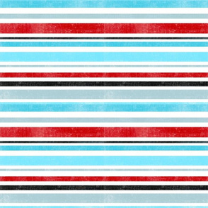 Aqua Blue, Red and Black Stripes - Smaller Scale