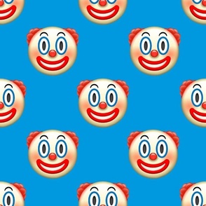 Large Scale Clown Emojis on Blue