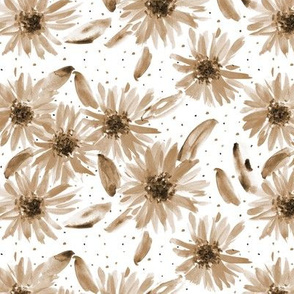 Earthy mexican sunflowers - neutral watercolor blooming florals pa059-8