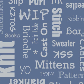 Jumbo Knitting Words - blue