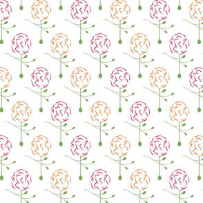 DAINTY SPRING FLORALS PATTERN 1 _ RED AND ORANGE PALETTE _ON WHITE