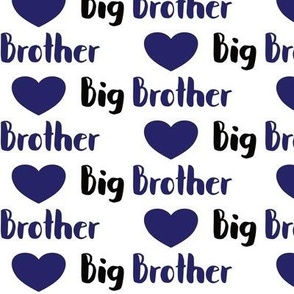 big brother navy heart - 1 inches tall