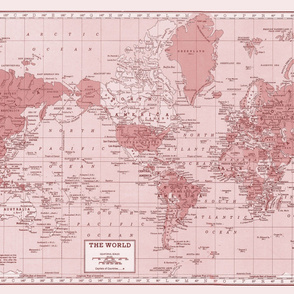 Large Pink World Map