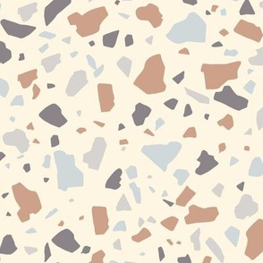 Large Terrazzo in Neutral Cream Gray Blue and Caramel Tan