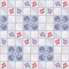 8x8-Inch Half-Brick Repeat of Lavender Faux Quilt Top II