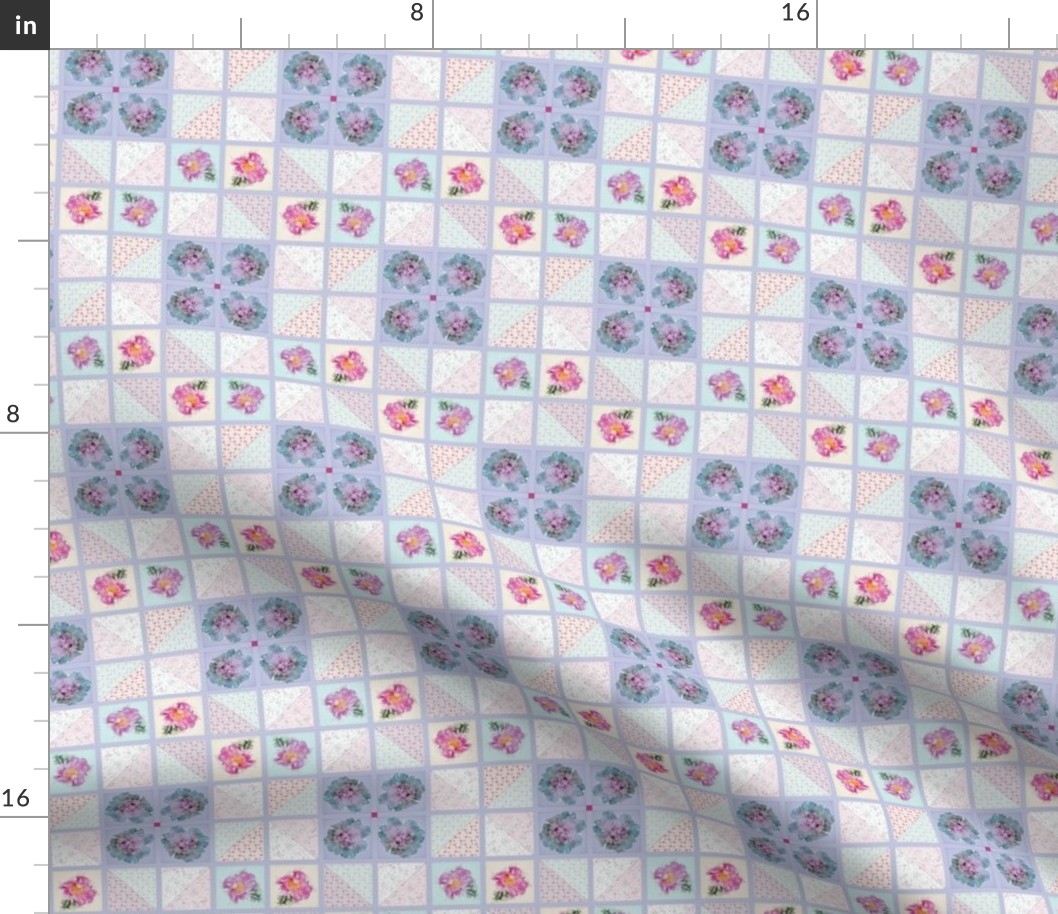 4x4-Inch Half-Brick Repeat of Lavender Faux Quilt Top II
