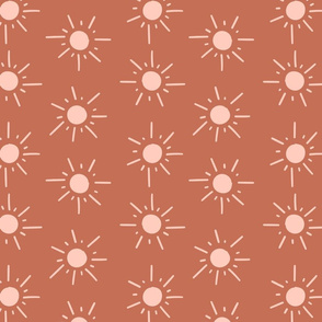 Large Sun with Raylights in Blush Pink on Rust