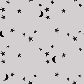 gray stars and moons