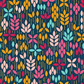 Scandi meadow Hot pink and Teal Small scale