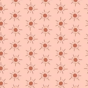 Small Suns in Rust on Blush Pink