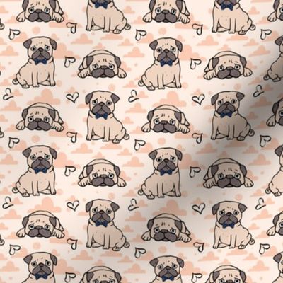 Defined Sweet Pug with Navy Bow Tie