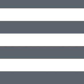 Large Slate Grey Awning Stripe Pattern Horizontal in White