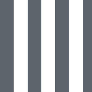 Large Slate Grey Awning Stripe Pattern Vertical in White