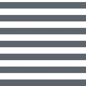 Slate Grey Awning Stripe Pattern Horizontal in White