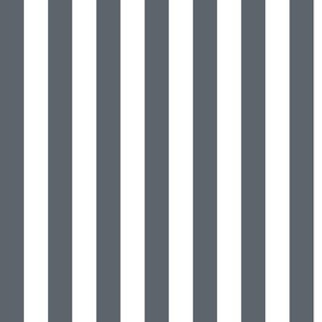 Slate Grey Awning Stripe Pattern Vertical in White