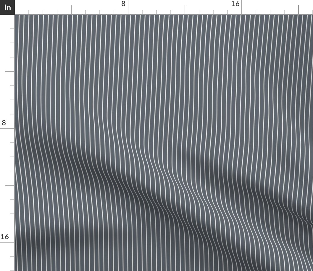 Small Slate Grey Pin Stripe Pattern Vertical in White