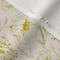 Line drawn floral - golden