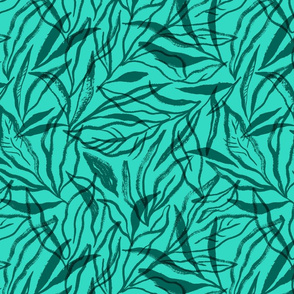 Dry Brush Leaves - Teal & Turquoise