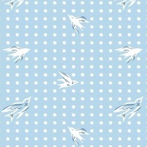 Polka Dot Sparrows - Blue