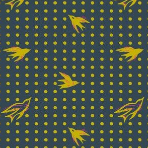 Polka Dot Sparrows - Navy & Chartreuse